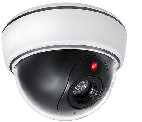 Maclean DC2300, confezione da 4 pezzi, con LED lampeggiante, telecamera di sorveglianza realistica, per interni ed esterni, funzionamento a batteria, facile da montare, resistente alle intemperie (4