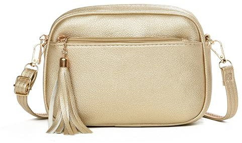 FULEI Tassel Crossbody Bag for Women Small Ladies Handbags with Zip | Lightweight Faux Leather Shoulder Bag with Adjustable & Detachable Crossover Strap, Smooth Zip Pockets