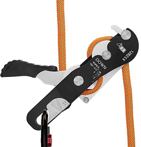 Yosoo Health Gear Kletterstoppabkommen-Hochfestes Aluminiumlegier-Selbstbrems- und Verriegelungs-Abseilen-Belay-Gerät für 10-12 Mm Seile, Handsteuerungsdesign. Ideal für Rettung, Baumpfleger und