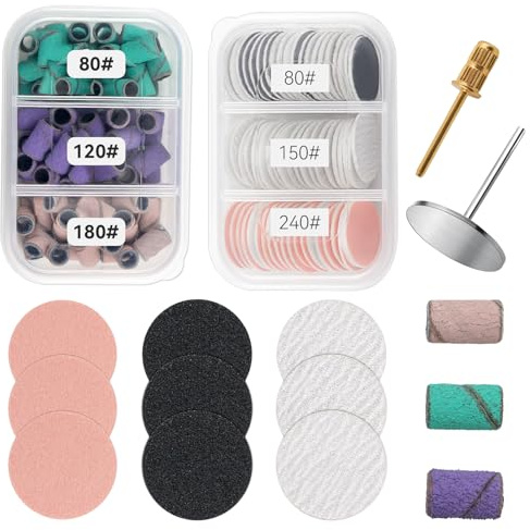 alwaiiz Ersatz Nagelfräser Aufsätze, 75 Stück Schleifkappen Nagelfräser (Körnung 80/120/180) + 60 Stück Schleifscheibe Pediküre(Körnung 80/150/240), für Nageldesign