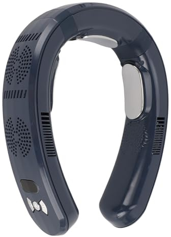 Focket Neck Air Conditioner, 3 Speeds Bladeless Wearable Portable Fan with 360 Degree Cooling Heating, 6000mAh Battery for Women Men (Navy Blue)