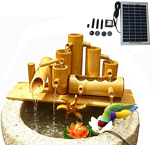 GIQKDZNUO Fontaines d'eau pour Jardin, Ornements d'eau en Bambou, Pompe de Fontaine Solaire, Fontaine à Eau Solaire, Pompe 5 W, Fontaine en Bambou pour Bassin, Aquarium, Jardin, 50 cm