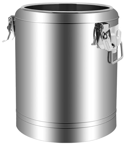 Réchaud à vin chaud, distributeur d'eau chaude de 14 l, en acier inoxydable, seau isolé, avec couvercle, pour tous les types de fêtes, pique-niques en plein air, voyages, cafés (sans robinet)