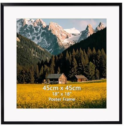 EYMPEU Ram 45 x 45, PVC-affischram, 1 st svart | Dubbelt format 45 x 45/35 x 35 cm för foton, diplom, affischer, väggdekoration/spis