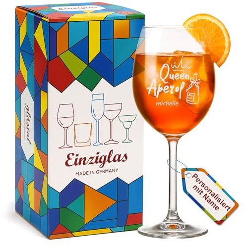 glastal Aperol Glas mit Gravur Personalisiert mit Namen Queen Aperol 460ml | Leonardo Weinglas, Geburtstag Weihnachten Geschenk für Aperol Spritz Cocktail Liebhaber Beste Freundin Frauen Mama