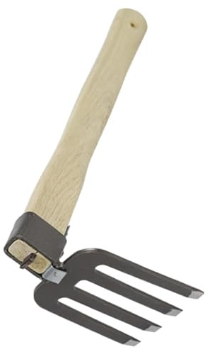 DIYEAH Râteau à Ameublir Le Sol en Acier Manche en Bois pour Jardinage Potager, Outil de Binage Multifonction Léger et Compact, Désherbage et Creusage Extérieur, Outil de Jardinage