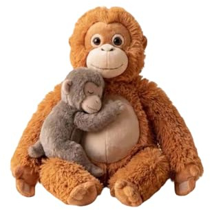 MRGIINR Punch Monkey Plüschtier, AFFE Kuscheltier, Orang-Utan-Plüschtier mit Baby Äffchen, Gorilla-Tag-Kuscheltier, waschbar und sicher für Kinder, realistisches, weiches Kuscheltier