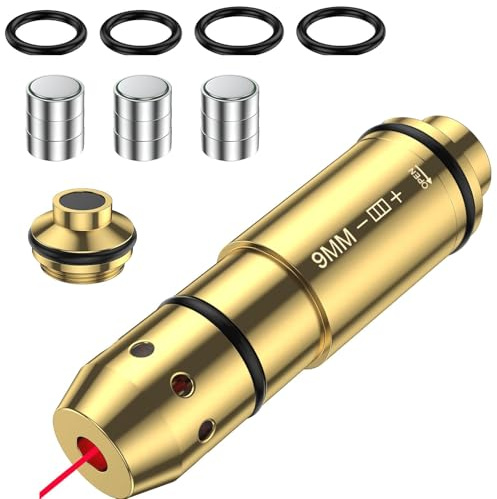 Generico 9mm/45ACP/40s&w/38SPL Cartouche D'entraînement Laser pour Systèmes D'entraînement au Tir à Sec Cartouches D'entraînement en Laiton de Qualité Supérieure H59 avec Pack de 6 Piles