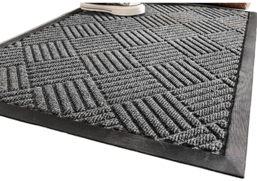 MAQDDO Abriebfester Gummi-Schuhschaber for die Vordertürmatte for den Innen- und Außenbereich, leicht zu reinigende Fußmatten Teppiche Für Eingang(Black,60x90cm)