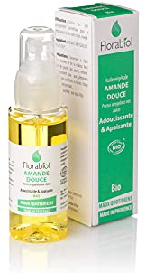 Florabiol - Huile Végétale d'Amande Douce Bio - 50 ml - Apaisante et Nourissante - Pour Peaux et Cheveux Secs - Calmante et Apaisante - 100% Pure Et Naturelle - Fabrication Française