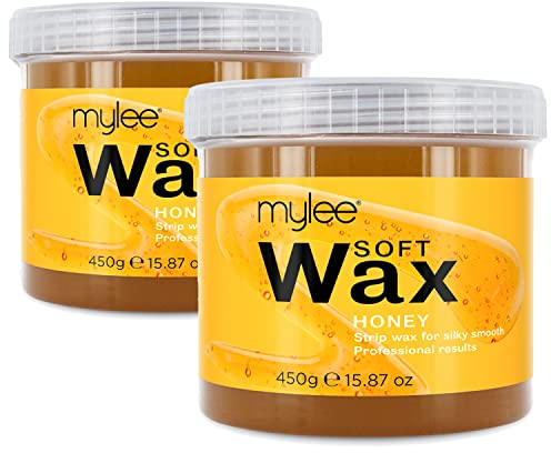 Mylee Honey Soft Creme Wax 425g, Short/Stubborn/Coarse Hair Removal, Ideal for All Body Areas, High Performance for Sensitive Skin, Wax Heater Friendly (2x 425g)