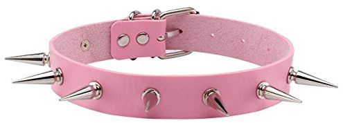 MILAKOO Gothic Choker Spikes Nieten Halsband mit Gravur Choker Punk Kette Lederhalskette verstellbar
