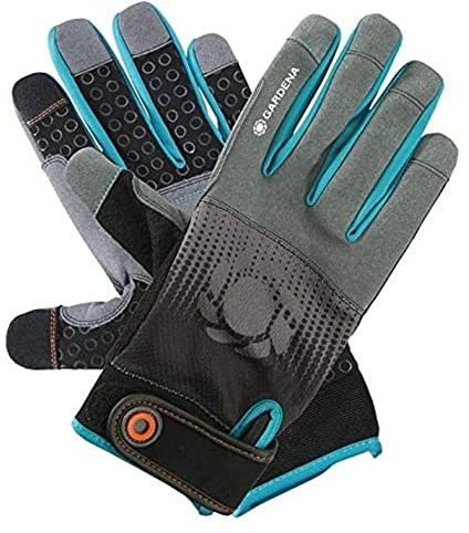 Gardena Gerätehandschuh Größe 8/M: Handschuhe für alle Arbeiten mit Geräten, optimaler Grip, stoßdämpfende Pads, Mesh-Gewebe, mobile touch für Smartphonenutzung (11520-20)