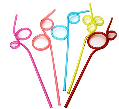 XLKJ 10 Pcs Pajitas de Bebida, Pajitas Multicolor de Plástico de Fiesta, Sin BPA
