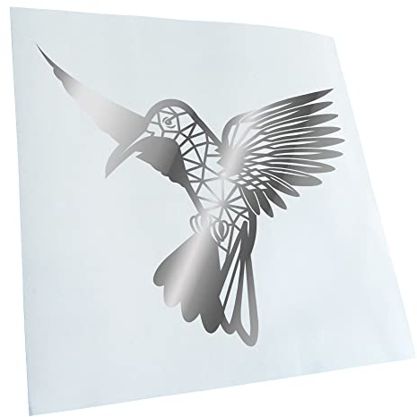 Kiwistar - Autoaufkleber - Polygon Kolibri Figur Tier Art - Chrom - 40x36cm - Heckscheibe Auto Aufkleber wetterfest für Kfz LKW Mofa Truck - Sticker außen selbstklebend Tuning Zubehör für Fenster