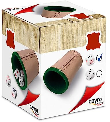 Cayro Tärningsspel poker + 5 pokertärningar – fodrad insida – brädspel för vuxna – perfekt att ge bort – familjelek