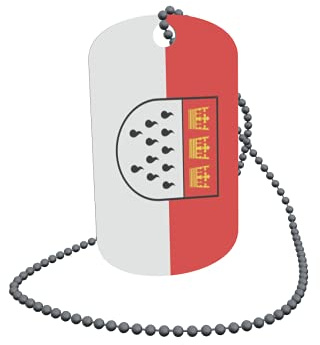U24 Dog Tag Erkennungsmarke ID Tag an Kette Flagge Köln Alu 30 x 50 mm