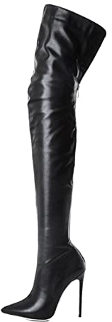 ROMIDA Damen Hohe Stiefel Schuhe Langschaft Overknee Stiefel Stiletto High Heels Lang Boots Langschaft Stiefel Herbst Winter Stiefel Stiefelette Knöchel Schuhe Ankle Boots Schwarz 43 EU
