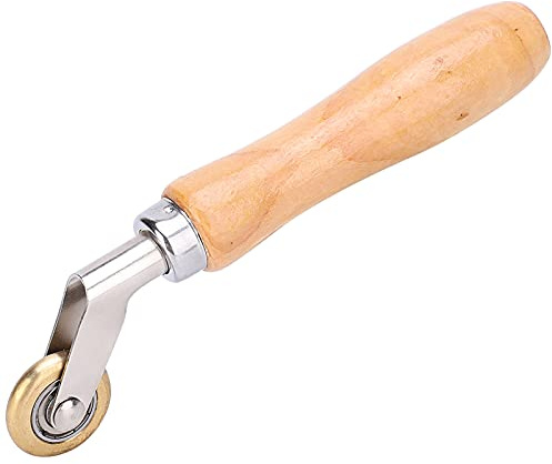 01 02 015 Wallpaper Seam Roller, Welding Handheld Roller, Hand Wheel Roller, Waterproof Membrane Corner Penny Roller, Brass Press Wheel Wood Tool for Noise Deadener Heat Abatement Mat