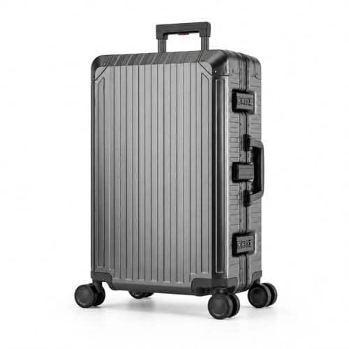Travelhouse 100% Aluminium Reisekoffer Tokyo - Graphit L-72cm Hartschalenkoffer Reisetrolley 2X TSA Zahlenschloss 4 Doppelräder 360° Rollen Vol. 91L