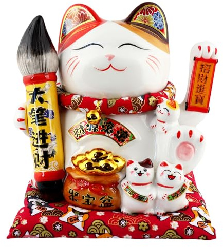 Freak Scene Glückskatze - Maneki-Neko - Winkekatze aus Porzellan 21,5 cm weiß - Maneki Neko 03