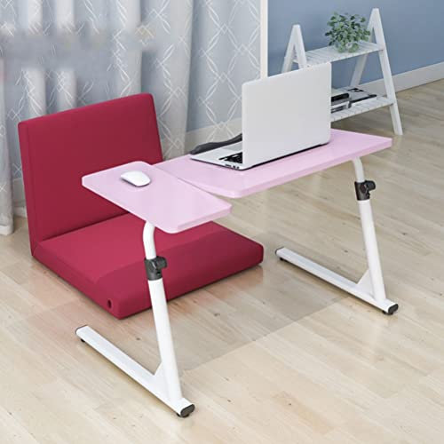 Rollbarer Laptop-Tisch für Bett und Sofa, mobiler Stehpult, winkel- und höhenverstellbarer Wagen über zusammenklappbarem, tragbarem Arbeitszimmer, Schlafzimmer (Color : White) (White) (Pink) marriage
