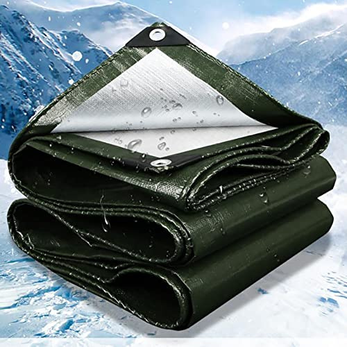 Lona Impermeable, Lonas Sombra Exterior,Lona de Protección,Lona Plástica Industrial,180g/㎡ Lona Resistente para Camping Jardín Coche,Ejército Verde Plata,Personalizable,2x2m/6.56x6.56ft