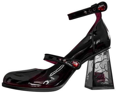 Ulalaza Femmes Mary Janes Doux Orteil Cheville Lolita Gothique Robe Pompes Grosse Plate-Forme Chaussures en Cuir Verni Chaussures habillées Marron