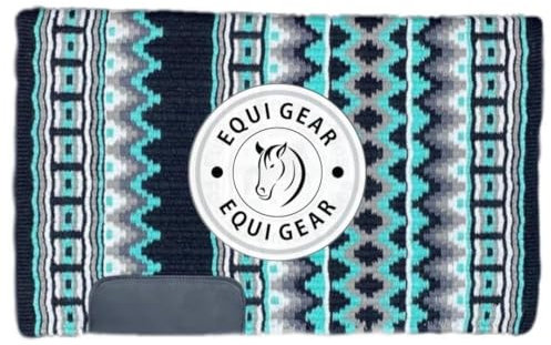 EQUIGEAR Western Show Horse Satteldecke aus neuseeländischer Wolle, Western-Design, handgefertigte Satteldecke, Wollpolster, Sensor Flex (Anpassung möglich), WW81 (34x42)