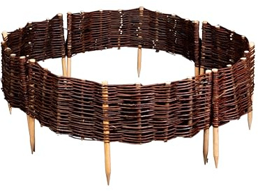 Lot de 4 Bordures de Parterre en Saule 45 cm x 20 cm – Ronde Palissades en Osier Naturel pour Jardin - Clôture de pelouse Osier