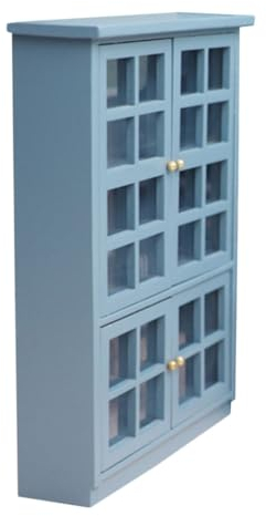 Toyvian Miniaturmöbel Puppenhaus Schrankmodell Miniatur Bücherregal Dunstblau 1:12 Kleiner Küchenmöbel Schrank für Mikrolandschaftsdeko Selbstgemacht Spielzeug Kinderzimmer Dekoration