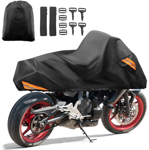 QUARKZMAN Motorradabdeckung Regen Staub Halbabdeckung Schutz für Harley Davidson Cruiser Sportster Fatboy Softail Dyna Super Glide Passt 104 Schwarz 300D