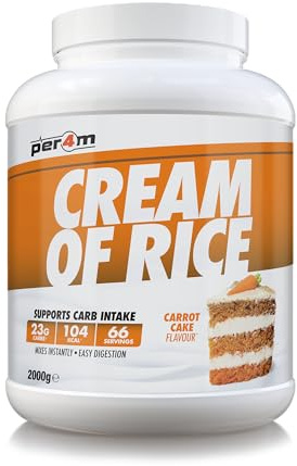 Per4m Protein Cream of Rice | Easy-to-Digest Complex Carbohydrate | Gluten-Free, Plant-Based Smooth Rice Porridge | Ideal Pre- or Post-Workout (2kg (Pack of 1), Carrot Cake)