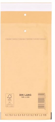verpacking Luftpolstertaschen 125 x 235 mm Braun DIN Lang [Größe und Stückzahl wählbar] selbstklebend Versandtaschen mit Luftpolster 50 Stück