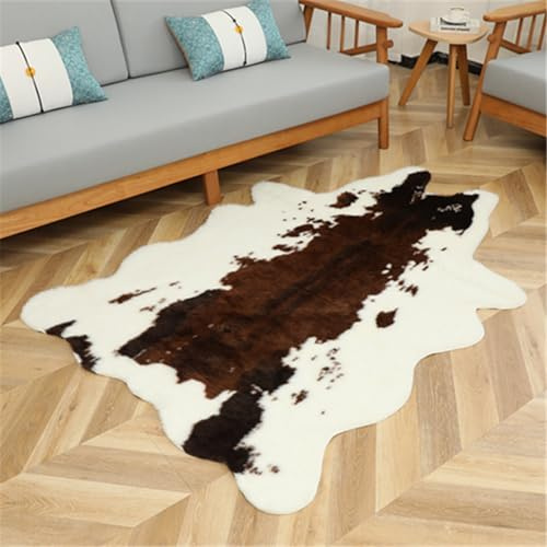 RobustWeg Teppich mit Zebramuster,kuhfell Teppich,kuhfell Teppich kunstfell,Tierdruck Teppich,Teppich aus Kunsttierfell,unregelmäßiges Muster,Dekorativer,Für Wohnbereich Wohnzimmer Schlafzimmer