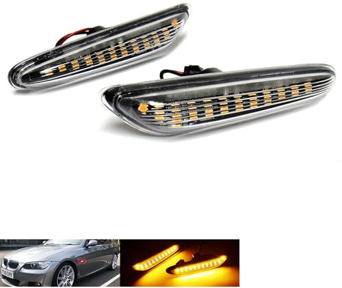RZG 2x Clear Lens Side Indicator Amber LED Marker Repeater Light For 1 3 5 Series E81 E82 E87 E46 E90 E91 E92 E60 E83 X3