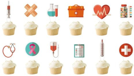 Cake Toppers,Doktorelement Tasse Kuchen Toppers Zahnstocher Flaggen 12 Stück Kuchen Cupcake Topper für Kinder Baby Party Geburtstag Party Kuchen Dekoration