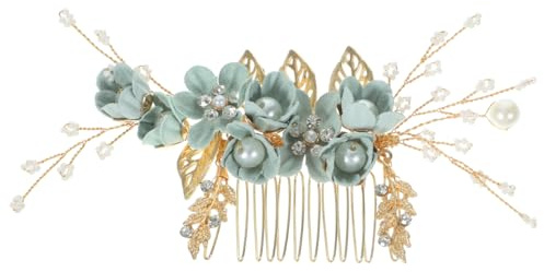 Healvian Bridal Hair Comb Bridal Floral Side Comb, Metal Pearl Rhinestone Headpiece, Boho Wedding Hair Accessories for Bride Bridesmaid Guest Prom Party