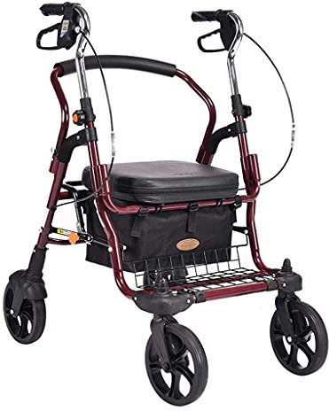 Gehhilfen für Senioren Gehgestell, Leichtgewicht-Rollator. Faltbarer 4-Rad-Gehwagen mit Sitz- und Rückenstütze. Ergonomische Griffe mit Bremse. Aufbewahrungskorb, Platzsparender Rollator. Langleb