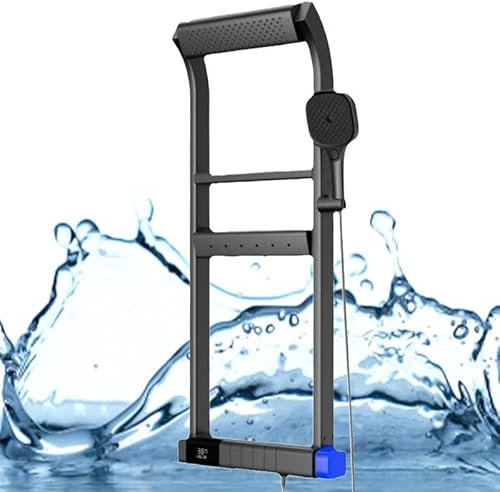 WEIMILOR Systèmes de Panneaux de Douche Tour avec étagère, pommeau de Douche à Effet Pluie et Cascade, Accessoires de Salle de Bain en Acier Inoxydable avec Jets corporels réglables,Black
