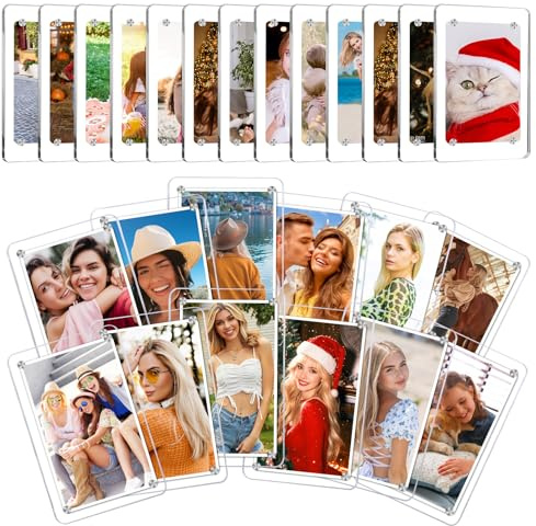 ESRICH 25 Pack-Acrylic Fridge Magnetic Frame, Mini Picture Frames, Double Sided Photo Magnet Frames for Refrigerator,Mini Clear Picture Frame, Gifts (2.36 x 3.54Inch)