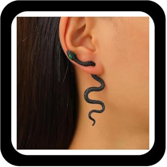 Wendalern Schwarze Schlangenohrringe Für Frauen Lange Schlangenohrjacken Ohrringe Reptil Schlange Vorne Hinten Ohrringe Punk Schlange Geformt Kantige Ohrringe Halloween Kostümzubehör Schmuck