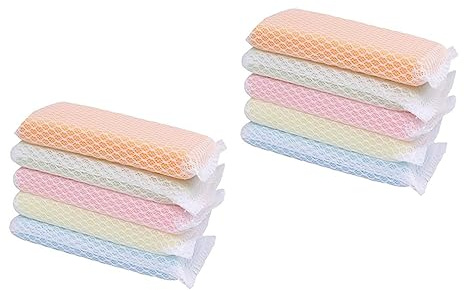 MOLUCKFU 10pcs Sponge Scrubber Cleaning Pad, Soft Highly Absorbent Dishwashing Cloth with Powerful Scrubbing Surface, Washing up Pads for Scrub Pans and Garage Random Color