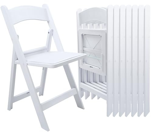 aoole White Resin Folding Chair with Cushion & Backrest,700LB Weight Capacity Event Chair,Indoor/Outdoor Lightweight Foldable Chair for Meeting Room/Party/Hotel/Garden