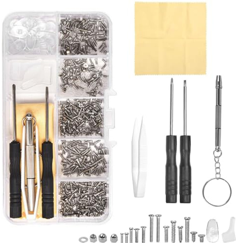 500 PCS Eyeglass Repair Tool Set – Complete Eyewear Repair Kit with Screws, Mini Screwdriver, Lens Cleaning Cloth – Perfect for Glasses, Sunglasses, and More