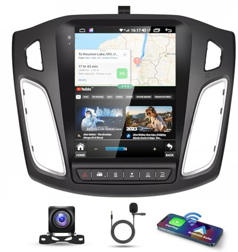9.7 4G+64G Car Stereo for Ford Focus 2012-2018 Android 13 IPS Touch Screen 2 Din Car Radio Receiver w/Wireless Carplay Android Auto GPS Navigation Bluetooth Wifi FM BT SWC Backup Camera Mic