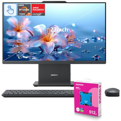Lenovo 2025 IdeaCentre Next Gen Copilot AI Ready Business All-in-One, touchscreen FHD da 27 100Hz, AMD Ryzen 7 7735HS, RAM DDR5 da 64 GB, SSD da 2 TB, Wi-Fi 6, Win 11 Home, grigio, pacchetto SSD