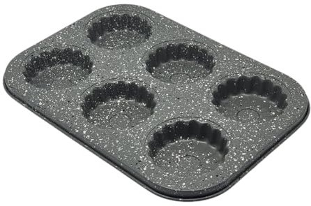 FAST WORLD SHOPPING Bandeja para magdalenas de aluminio antiadherente, 6 huecos, molde de horno para pasteles, cupcakes y tartaletas, fácil de limpiar y resistente al calor