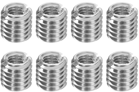 sourcing map 8Pcs Threaded Insert, Stainless Steel M3-0.5 Female to M5-0.8 Male Repair Nut 5mm Long Thread Adapters Sleeve Reducing Nut Thread Repair Screw for Hardwoods Softwoods