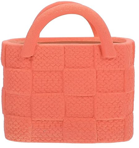 Gatuida 1 Pieza Jarrón Decorativo de Cerámica con Forma de Bolso Florero Hidropónico para Decoración de Escritorio Casa y Oficina para Arreglos y